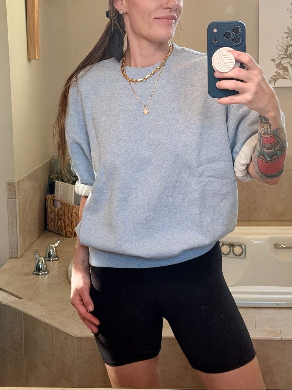 Clare V Sweatshirt Top Heather blue NWT SMALL $175 - Picture 10 of 11